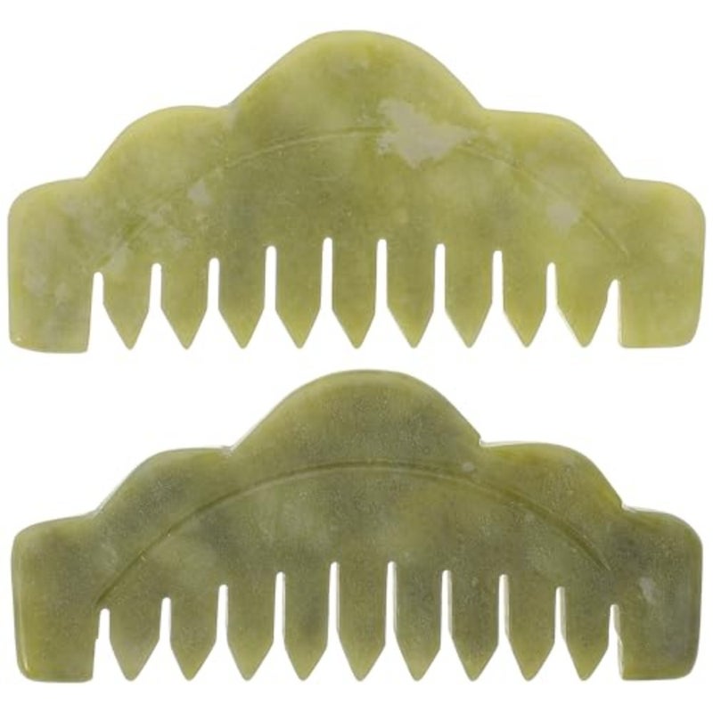 2pcs Jade Scalp Comb - Gua Sha Hair Comb - Head Massage - Multi-Functional Scalp Tools for Head Caring Relaxation - Image 1