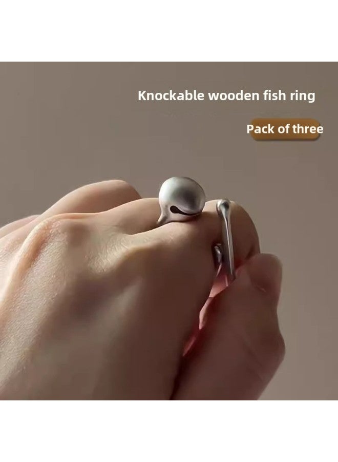 Merit Wooden Fish Ring Girls Decompression Decompression Toys For Adults Creative Funny Weird Small Toys For Boys And Girls-Color:Wooden Fish Rings 3 Pack  - Image 1