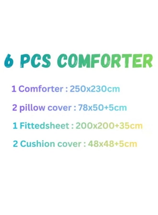 مون مفرش سرير نفرين شتوي 6 قطع وجهين وجه مخمل وجه فرو مقاس كوين 230x250 سم - Image 5