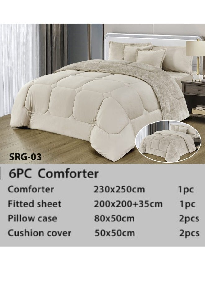 6 Pieces Winter Comforter Set One Velvet Side And One Side Fur Queen Size 230x250 cm - pzsku/Z06F31F56C53FABBAFC50Z/45/_/1737807981/d114f9e8-e95a-4ee8-9cd8-d1da858e4d10