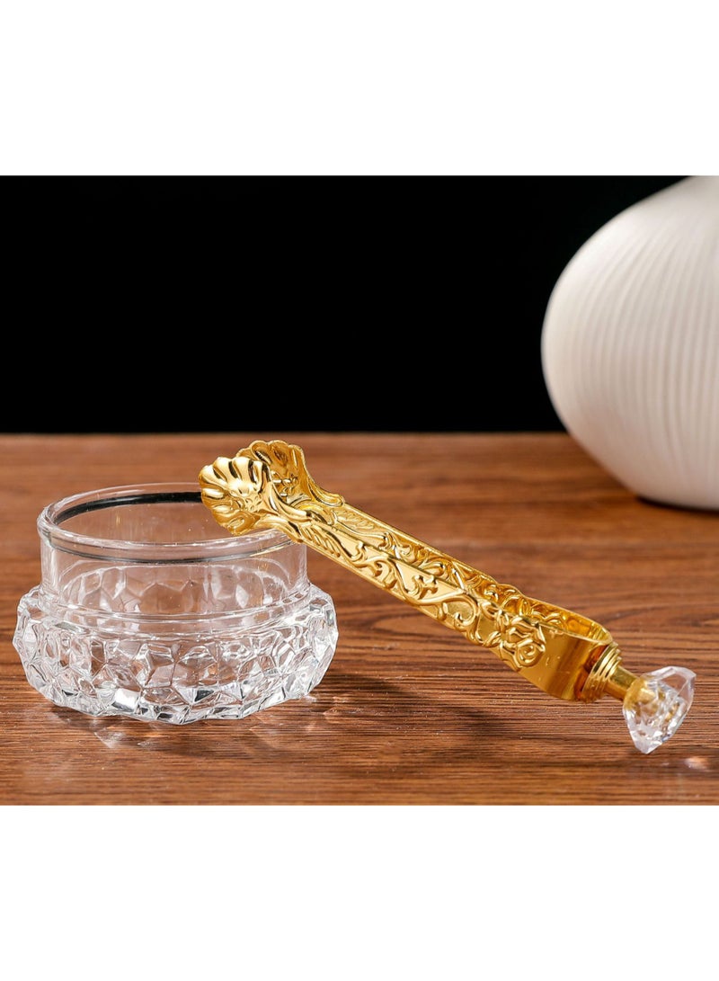 ملقط بخور ذهبي مقاس 4.32 بوصة - مقبض زهري عتيق - Image 3