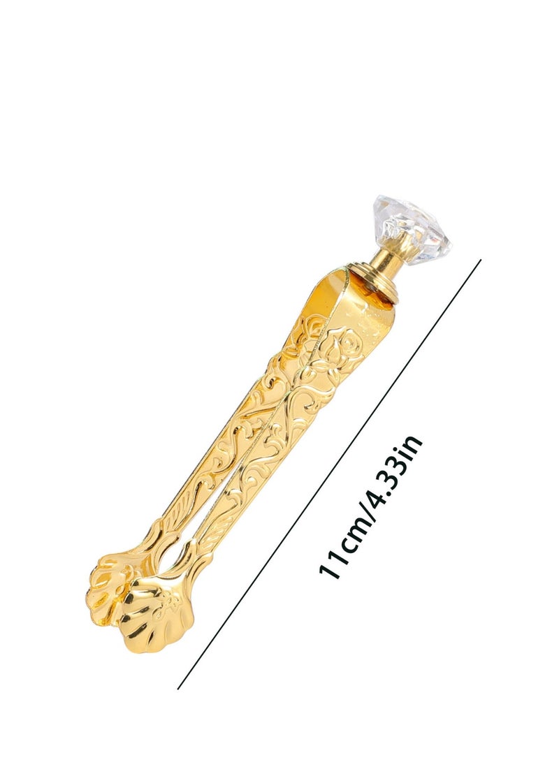 ملقط بخور ذهبي مقاس 4.32 بوصة - مقبض زهري عتيق - Image 4