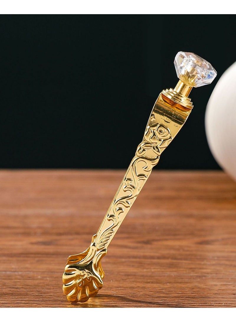 ملقط بخور ذهبي مقاس 4.32 بوصة - مقبض زهري عتيق - Image 1