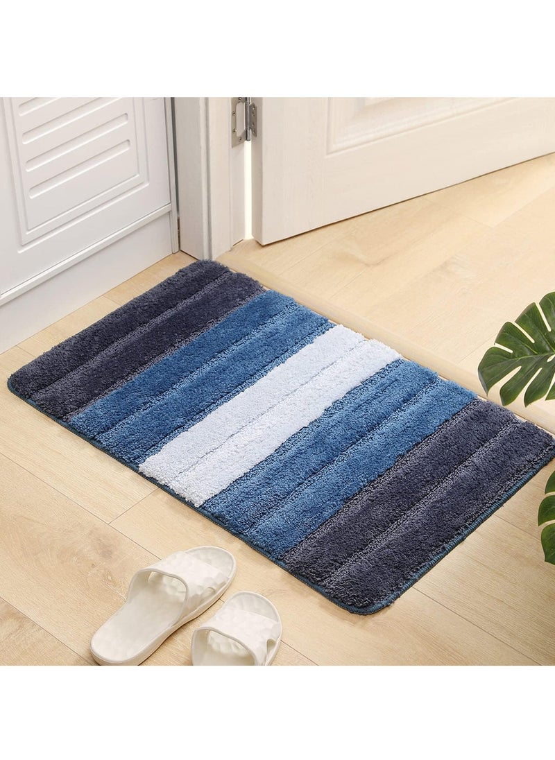 TYCOM Bathroom Rugs Bath Mat Non Slip Fluffy Soft Plush Microfiber Shower Carpet Rug Washable Non-Slip Carpet Mat for Bathroom Floor 50 By 80 CM Dark Blue.  - Image 1