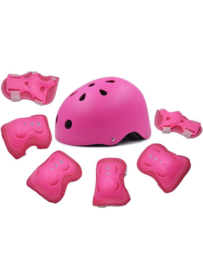GT-Wheel Kids 7 in 1 Helmet, Adjustable Protections for Scooter Skateboard Roller Skating Cycling (Pink)  - Image 1