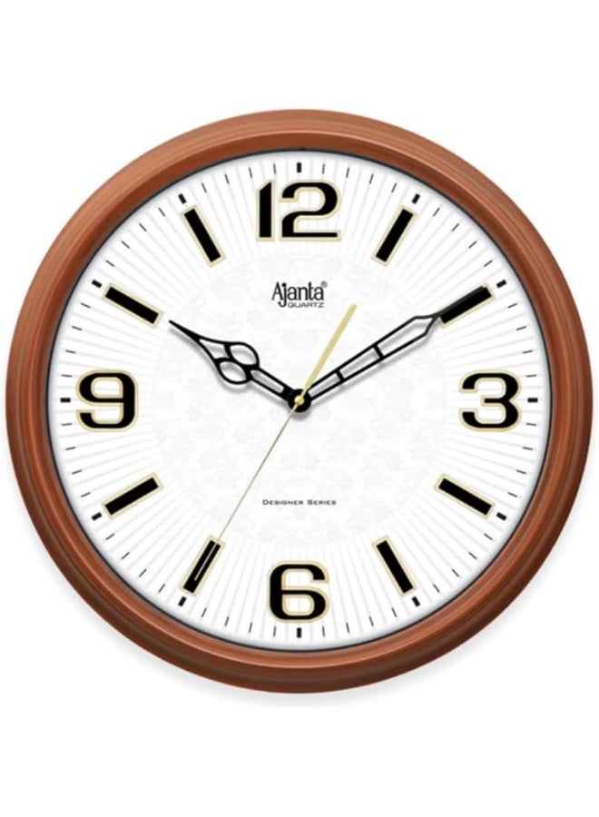 Ajanta Plastic Classic Designed Wall Clock 3007 - Teak Wood - Image 1