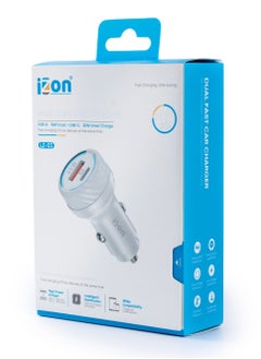 izon Dual Fast Car Charger USB A 18w + USB C - 20w  - Image 1