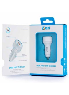 izon Dual Fast Car Charger USB A 18w + USB C - 20w  - Image 2