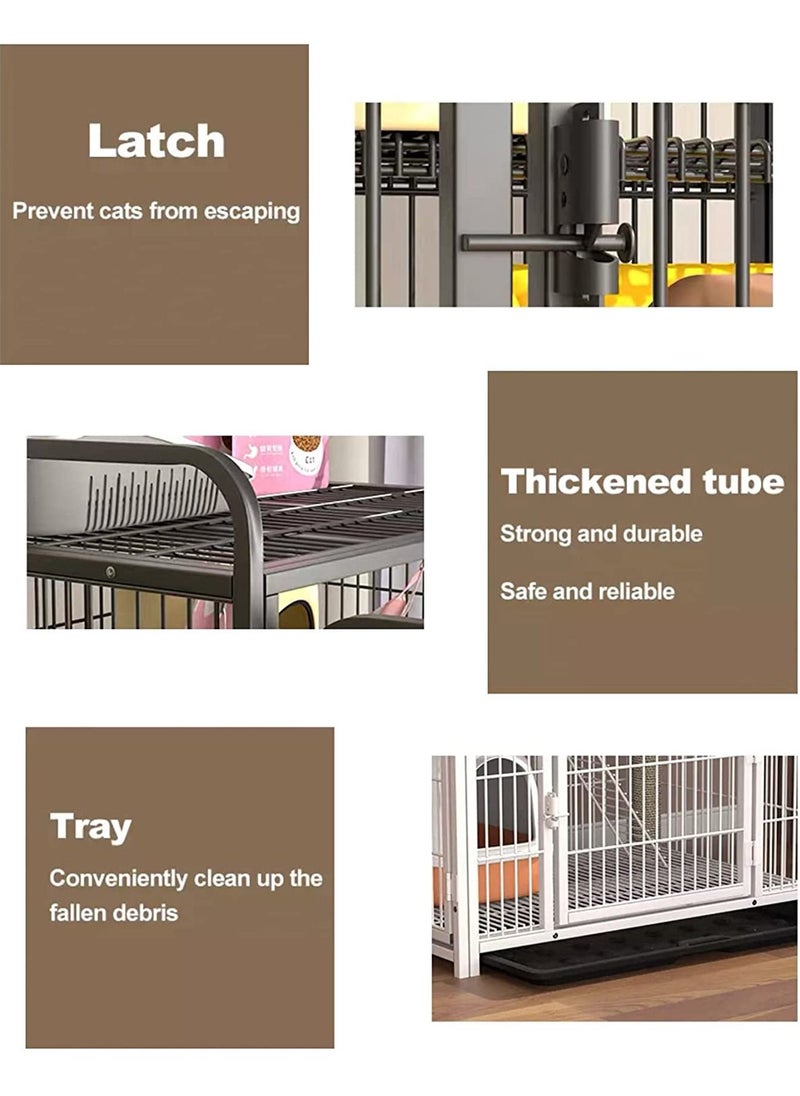 GT-Wheel Pet Cage Playpen Box Kennel Crate with Hammock Wheels and Removable Tray for Cats and Dogs  - Image 3