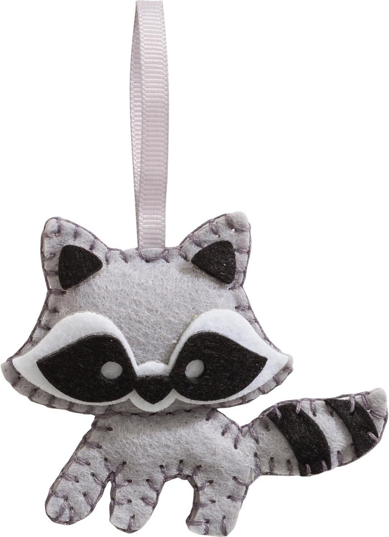 folia 52908 Felt Sewing Kit for Children's Mini Felting, Raccoon Pendant, 12 Pieces, Felt Sewing Set for Making a Self-Sewn Pendant - Image 2