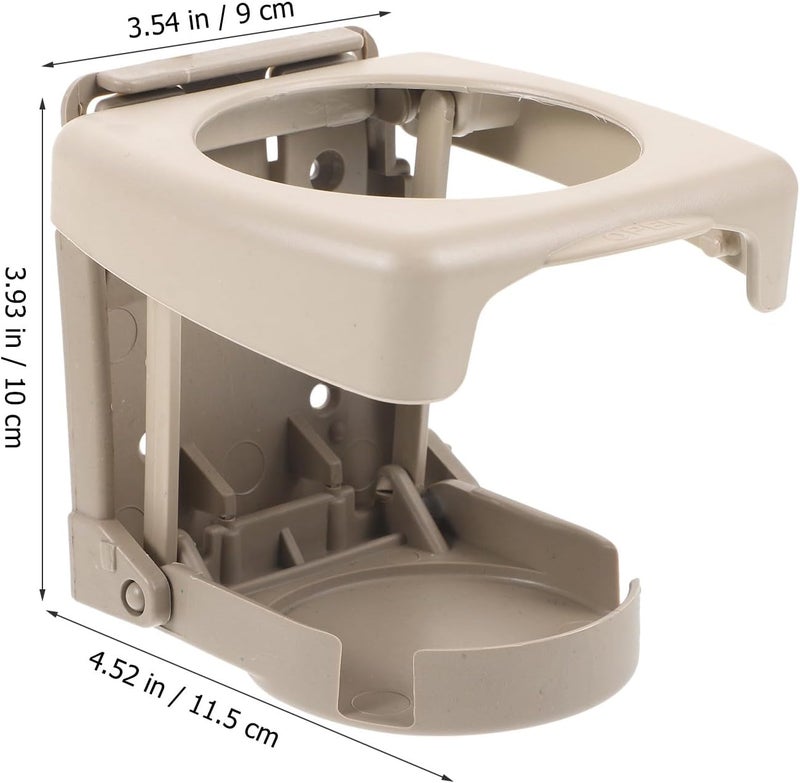 Vaguelly Vehicle Cup Holder Expander with Foldable Plastic Drink Rack Beige Car Beverage Holder Tray for Center Console and Door Panel for Travel and Daily Use - Image 2