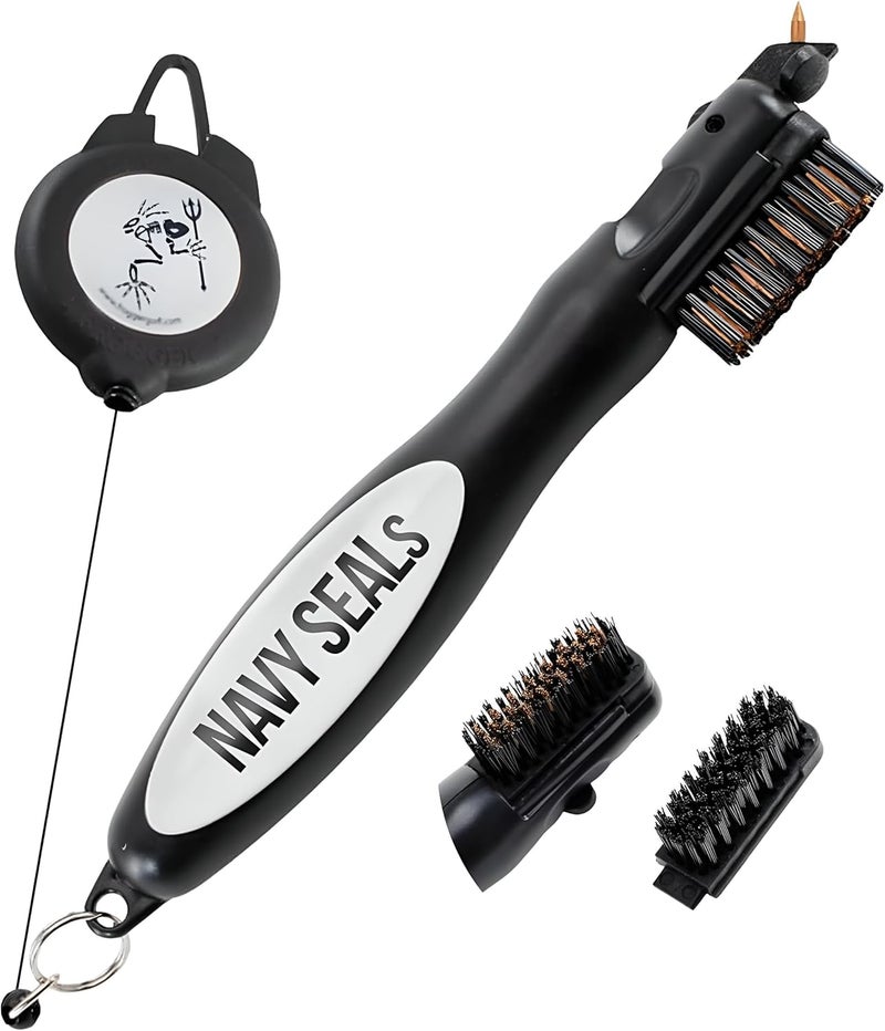 Frogger BrushPro Golf Club Cleaner with Ergonomic Grip and 2.5 ft. Retractable Cord, Sturdy Golf Club Brush and Groove Cleaner for Golfers, Golf Dad - Image 1