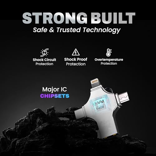 EVM EnStore 4-in-1 OTG 64GB Flash Drive | USB 3.0 | Blazing 100MB/s Read| USB-A Android iOS Lightning Type-C | Smartphones Laptops Tablets | i-FlashDevice HD | 10 Years Warranty (EVM4D/64G) - Image 5