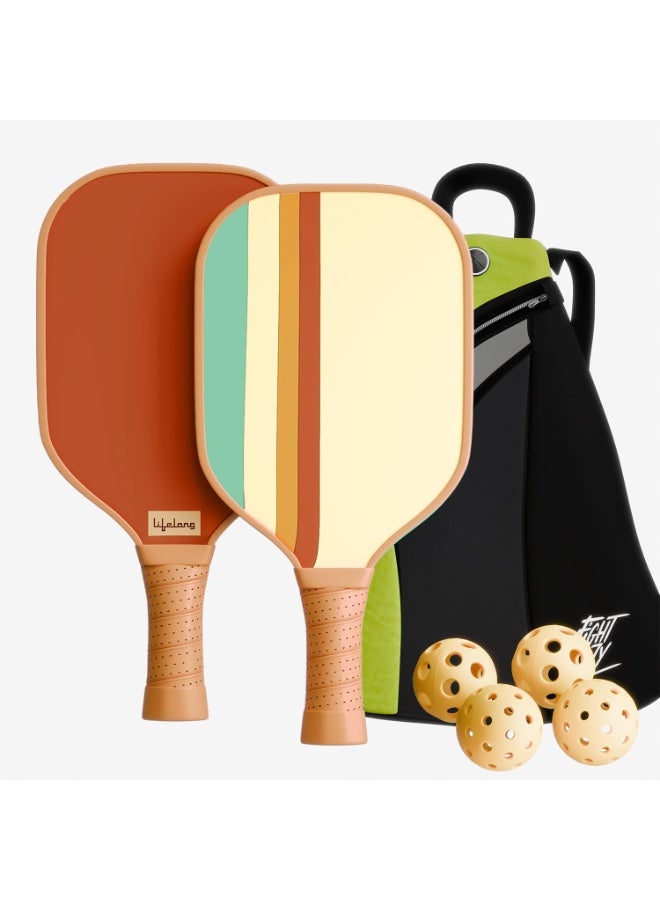 Lifelong Professional Pickleball Paddle Set| Fiberglass Surface|16 mm Thickness| 4 Pickle Ball Balls|Paddle Cover Bag| Cushion Comfort Handle Grip|Durable Pickleball Paddle |Outdoor Game,Multicolor - Image 3