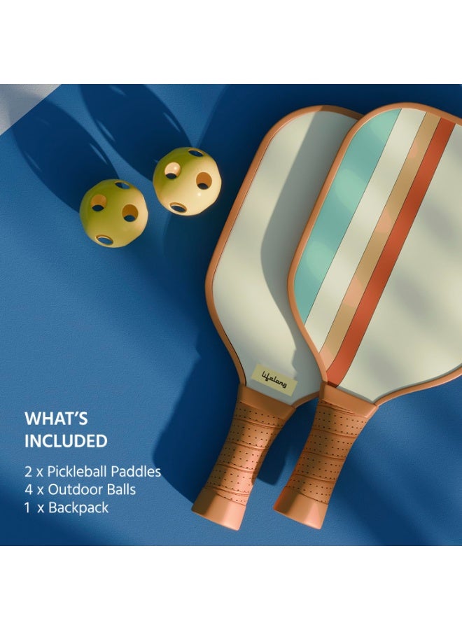 Lifelong Professional Pickleball Paddle Set| Fiberglass Surface|16 mm Thickness| 4 Pickle Ball Balls|Paddle Cover Bag| Cushion Comfort Handle Grip|Durable Pickleball Paddle |Outdoor Game,Multicolor - Image 1