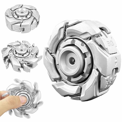 YVBBHE Metal Fidget Spinner for Adults Open Armor Executive Desk Toy for Office Cool Magnet Fidgets EDC Toys for Stress Relief Spin Activated Transformation Spinners for ADHD Autism Silver - Image 1