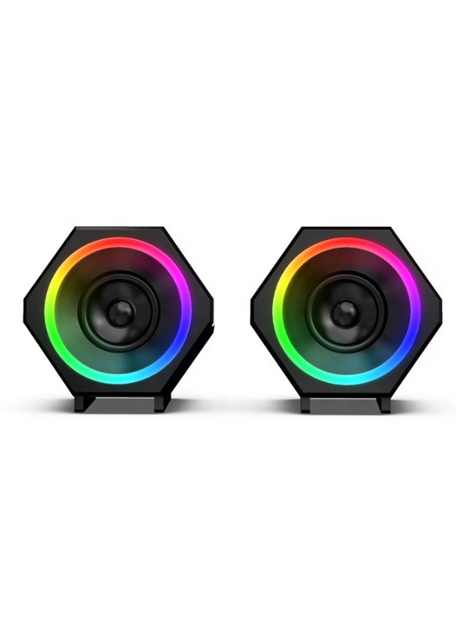 Kisonli L-6060 Desktop RGB Computer Speaker 10W Sound Composition Notebook USB Multimedia Speaker - Image 3