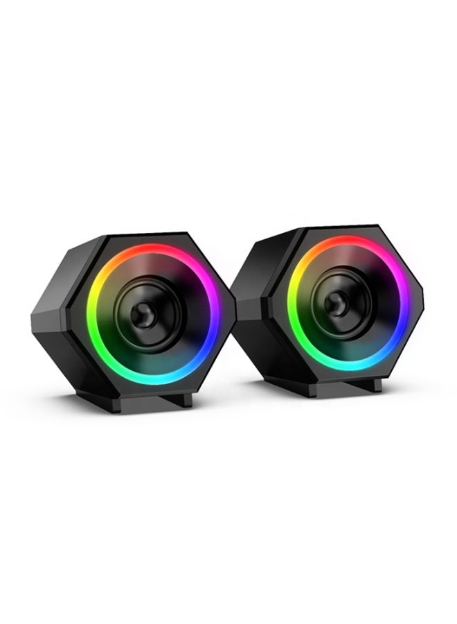 Kisonli L-6060 Desktop RGB Computer Speaker 10W Sound Composition Notebook USB Multimedia Speaker - Image 1