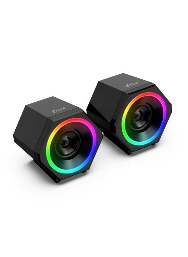Kisonli L-6060 Desktop RGB Computer Speaker 10W Sound Composition Notebook USB Multimedia Speaker - Image 4