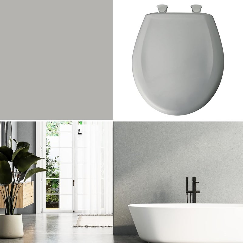 Bemis Classic Colors Slow Close Toilet Seat, Easy Clean Hinges and Durable Plastic Seat, Made in USA, Round, Ice Grey - Image 3