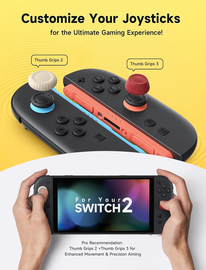 jsaux Thumb Grips for Nintendo Switch 2 (2025), Switch Thumb Grip Caps, Ergonomic Design, Enhanced Grip, Comfortable & Durable, Joycon Grip Button Stick Cover - Red and Beige, 3Pairs(6pcs) - Image 3