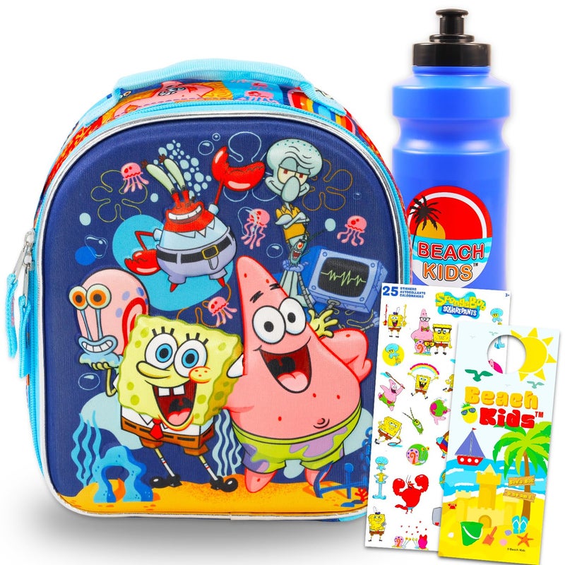 nickelodeon Spongebob Squarepants Lunch Box Set Bundle with 3D Lunch Bag Plus Stickers Water Bottle More Spongebob Lunchbox School Supplies for Kids - Image 2