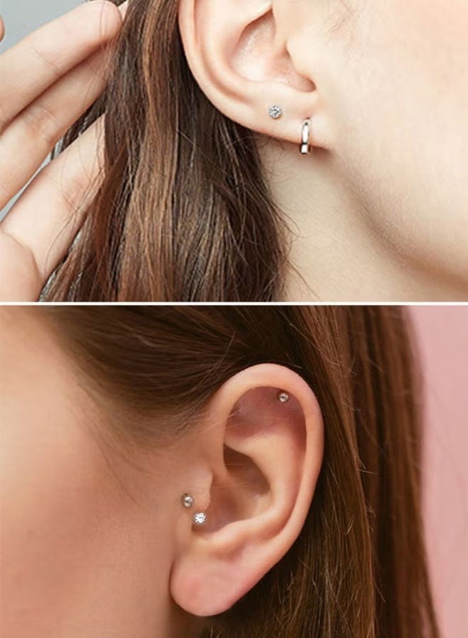 ليمون ١٢ قطعة من أقراط الشفاه المصنوعة من الفولاذ المقاوم للصدأ، للرجال والنساء، أقراط غضروفية، أقراط تراغوس حلزونية الشكل، مجوهرات ثقب الأذن - Image 3