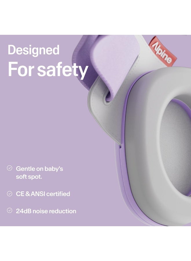 ALPINE HEARING PROTECTION Alpine Muffy Baby Comfort - Protects Hearing for Babies and Toddlers - CE & ANSI Certified - Unique Headband for Safe fit & Comfort, Multi-adjustable for Ages 3-48 Months, 24dB Sound Reduction, Purple - Image 5