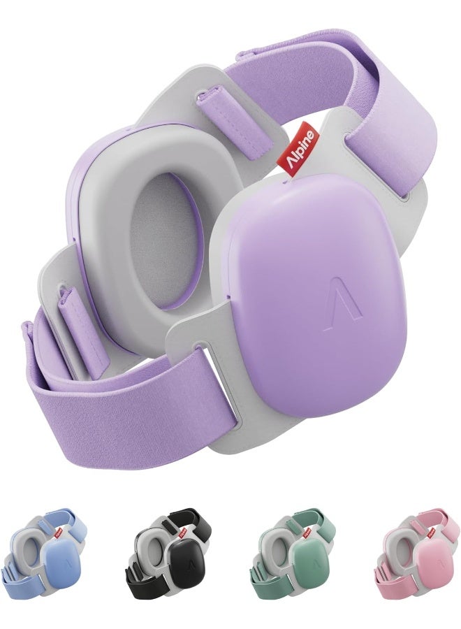 ALPINE HEARING PROTECTION Alpine Muffy Baby Comfort - Protects Hearing for Babies and Toddlers - CE & ANSI Certified - Unique Headband for Safe fit & Comfort, Multi-adjustable for Ages 3-48 Months, 24dB Sound Reduction, Purple - Image 1