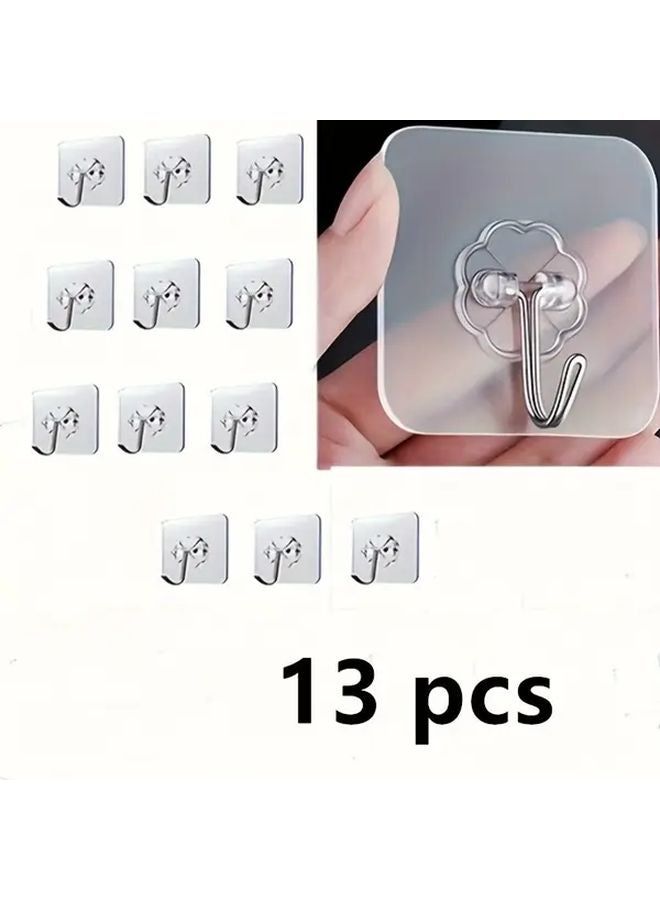 13 قطعة شفافة من خطافات الحائط اللاصقة - حل تعليق عملي حديث وبسيط - Image 1