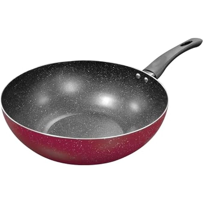 Kitchen master Non Stick Induction Wok 28 Cm Pink Kmw002Pink Cooking Wok Wok Pan StirFry Pan - Image 1