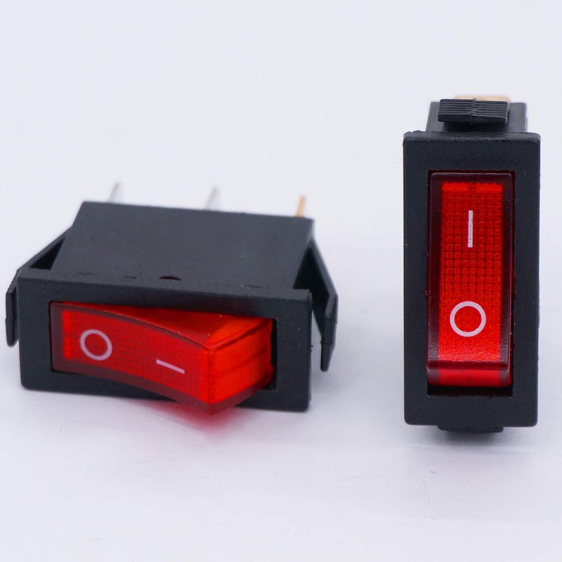 Taiss /8Pcs Rocker Toggle Switch Red Light Illuminated On/Off SPST 3 Pin 2 Position KCD3 Snap AC 250V 125V/20A KCD3-101N-R - Image 3