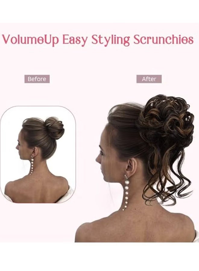 Happy D Messy Bun Hair Piece, Tousled Updo With Tendrils Hair Bun Extensions Wavy Curly Hair Wrap Ponytail Hairpieces Hair Scrunchies for Women - Black - Image 5