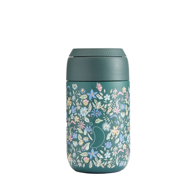 Chilly's | Coffee Cup | Series 2 | Liberty | Summer Sprigs | 340ml | Pine Green - Image 1
