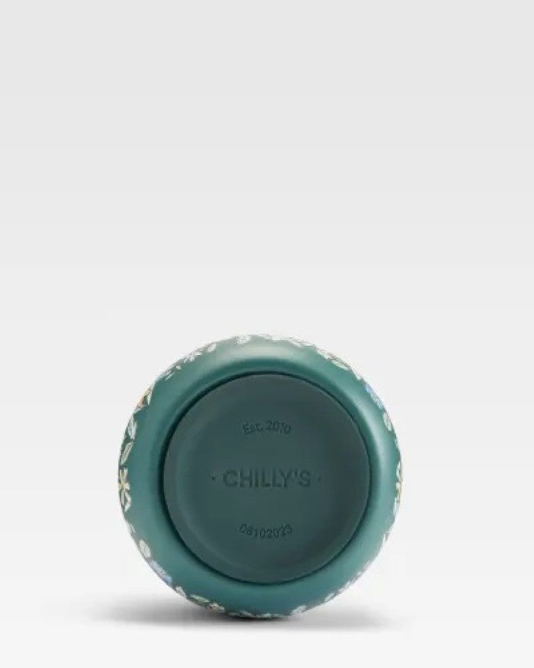 Chilly's | Coffee Cup | Series 2 | Liberty | Summer Sprigs | 340ml | Pine Green - Image 2
