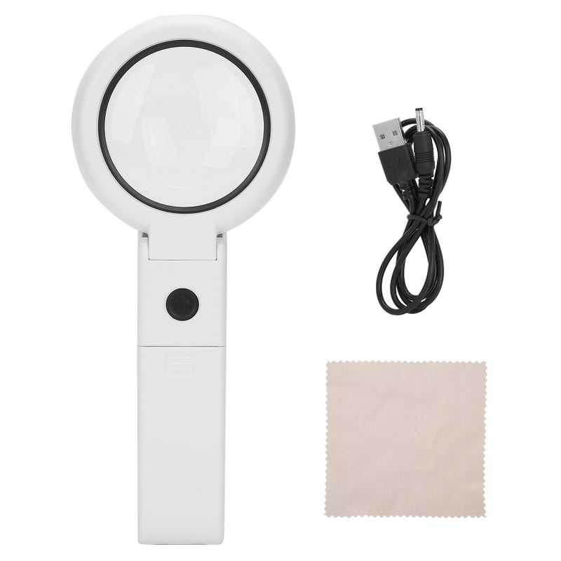 Illuminated Magnifying Glass: 8 Ring LED Lights, Reduces Visual Fatigue - Foldable Stand, Portable Magnifier for Seniors, Children, Home, Office, Outdoor Exploration - Image 1