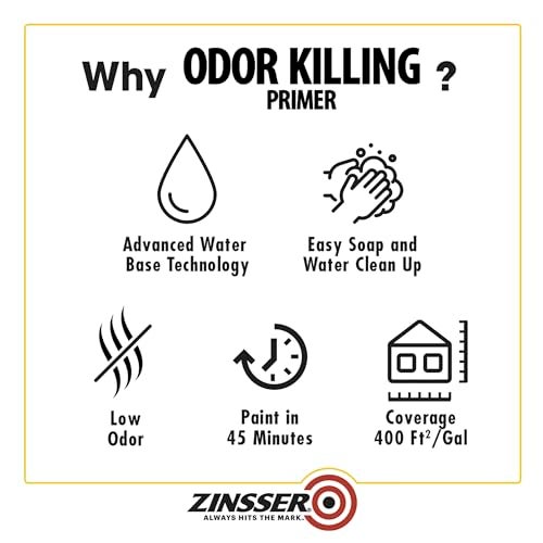 Zinsser Rust-Oleum Zinsser 307648 Odor Killing Primer, White, Quart - Image 5