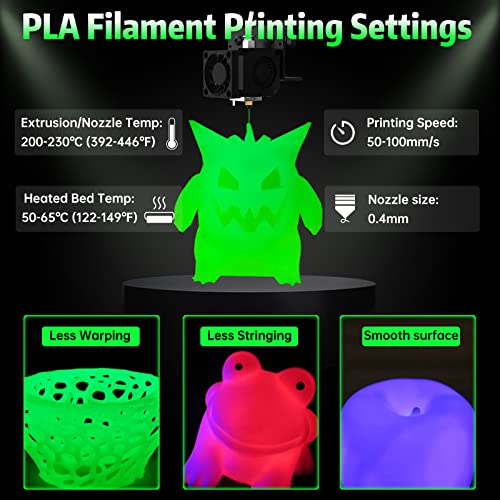 SUNLU Glow in The Dark PLA Filament, Neatly Wound Luminous PLA 3D Printer Filament 1.75mm Dimensional Accuracy +/- 0.02mm, Fit Most FDM 3D Printers, 1kg Spool (2.2lbs), (Green PLA, Glow Green) - Image 4