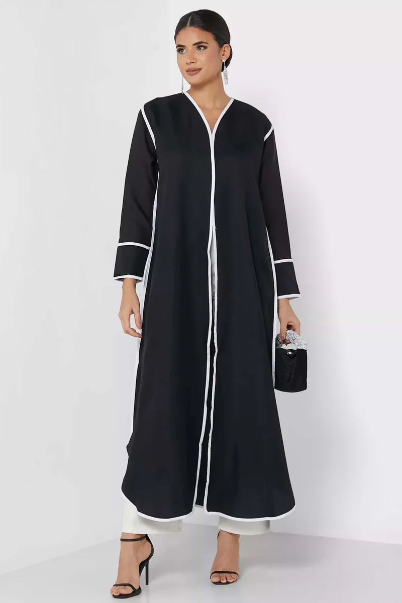 Moistreet Stripe Detail  Abaya