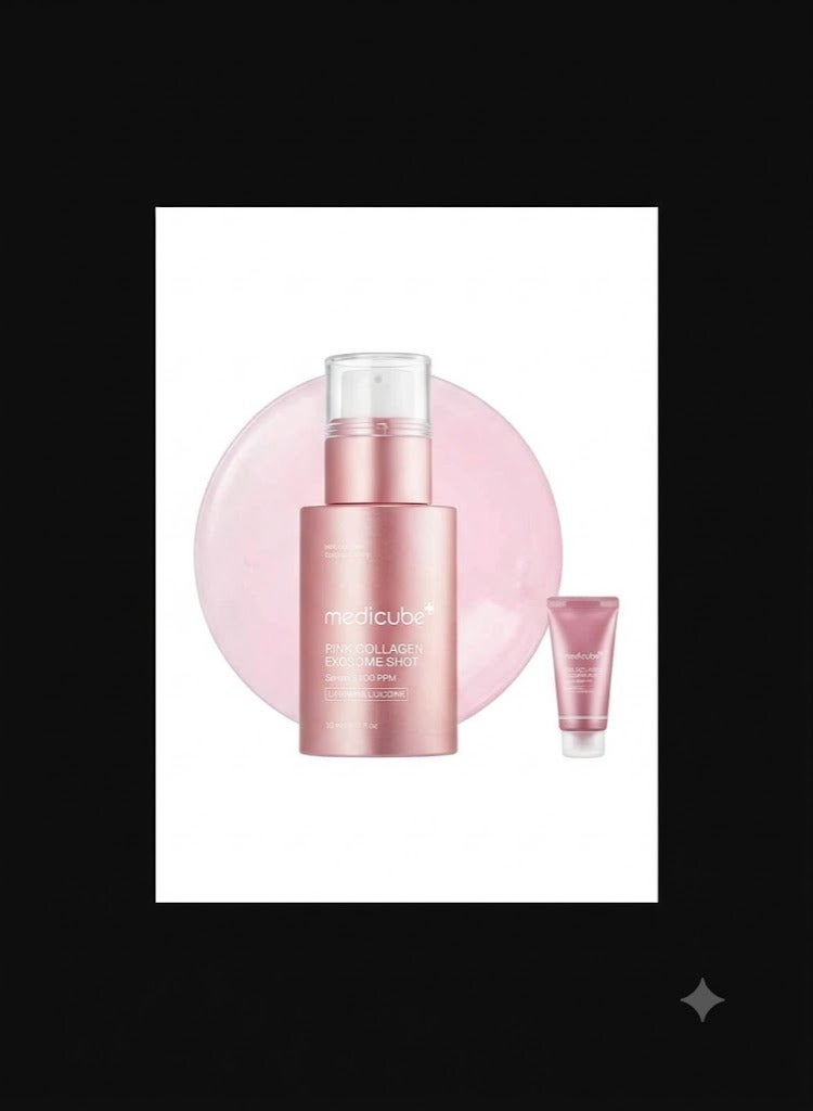 Medicube PDRN Pink Collagen Exosome Shot Serum 2,000 PPM | Liquid Skin Booster | Exosome, Salmon DNA PDRN, Spicules | Uneven Skin Tone, Pore Care, Skin Texture | Korean Skin Care & Pdrn Booster Gel 300 Ml – Hydrating And Lifting Gel With Salmon Pdrn And 7‑Peptide Complex For Skin Elasticity, Barrier Repair, Calming And Radiance Bundle - Image 1