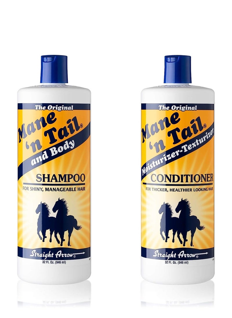 Mane 'n Tail Mane 'N Tail Shampoo & Conditioner Combo Set (32 oz Each) For Horses and Humans For A "Down to the Skin" Cleansing and Conditioning  - Image 1