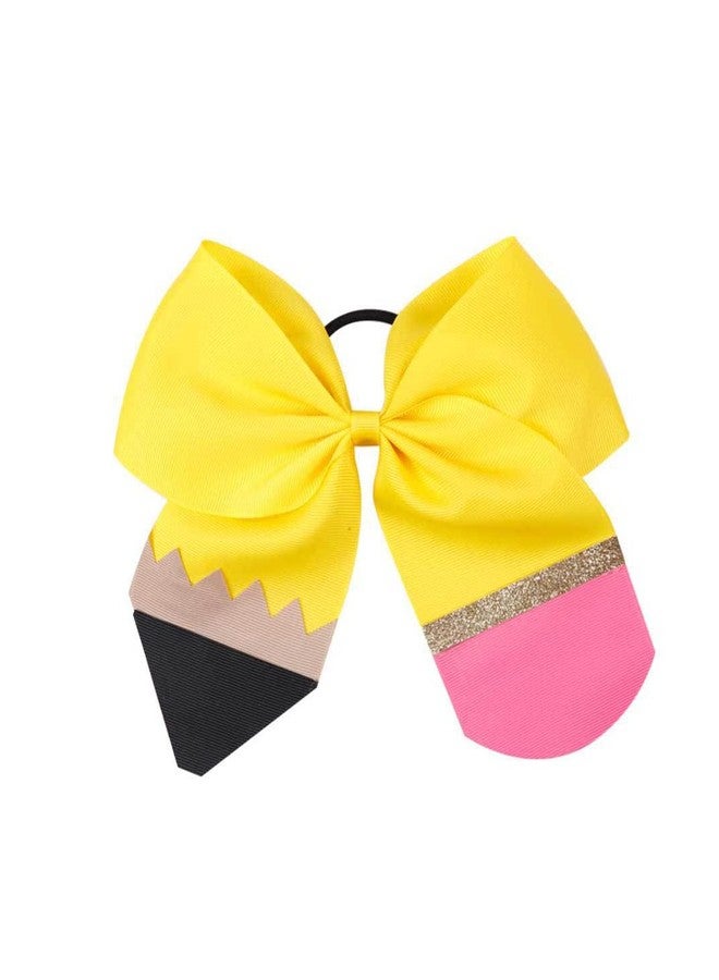 BBTDIN Yellow Pencil School Bow Pencil Ponytail Holder Yellow Hair Ring Tie Bowknot BBG28 (Yellow) - Image 1
