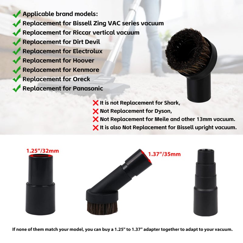 RDEXP Round Dust Brush 25mm Horse Hair 1.25" Vacuum Attachment Replacement,Perfect for Vacuuming Sofas and Baseboards,Use a Rubber Will Help It Fit Better - Image 3