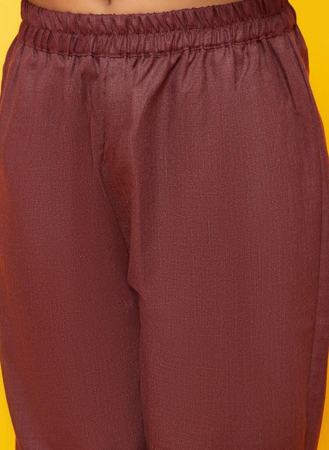 AKS Burgundy Floral Printed Anarkali Kurta Set for Girls - Image 3