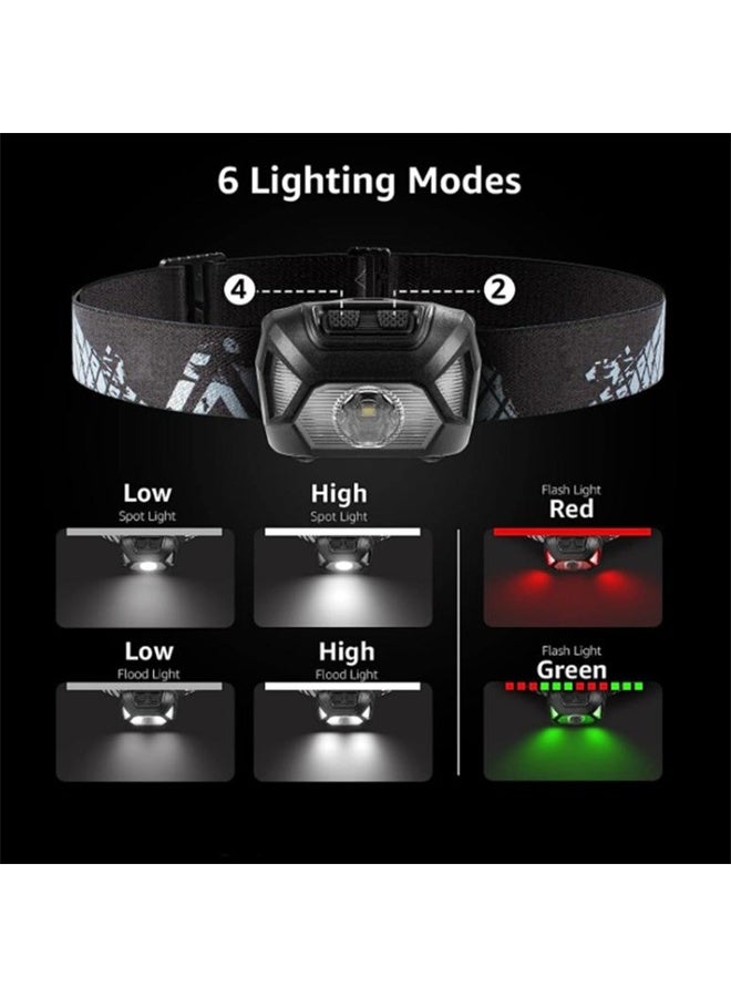 هومستر فوق الخفيفة مشرقة LED المصباح الأمامي مع الضوء الأحمر الأبيض، 6 أوضاع تعمل بالبطارية، خفيفة الوزن، مصباح رئيسي مقاوم للماء للتخييم، الجري، ركوب الدراجات، الطوارئ - Image 3