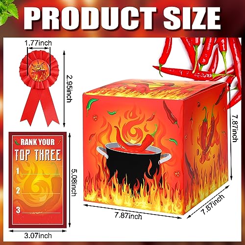 Tenceur Chili Cook off Contest Ballot Box with 50 Pcs Voting Cards and 3 Pcs Trophy Award Ribbons for Chili Cook off Game Award Prizes Party Supplies Decorations Cook Chef Assembly Needed - Image 3