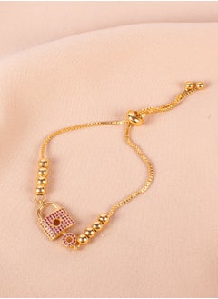 Chinese Gold Bracelet Golden with Bink Zirconic Lock