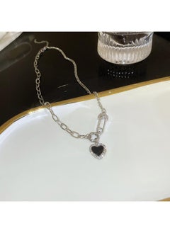 Generic South Korea Silver Titanium Steel Necklace For Girls Versatile High Sense Niche Pearl Butterfly Pendant Clavicle Chain Jewelry 