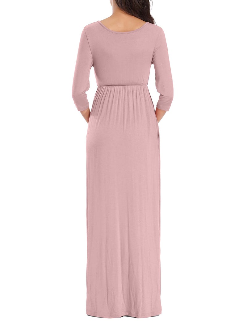 KIM S Maternity Dress Winter Dress for Baby Shower Photoshoot Christmas Pregnancy Clothes Wrap Maxi Outfits 2025 (Dusty Pink M) - Image 5