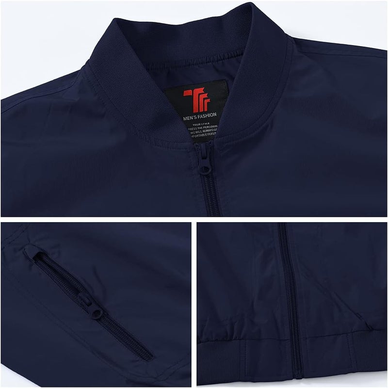 Gopune Men's Windproof Bomber Jacket Lightweight Windbreaker Outdoor Golf Fashion Coat - Image 5